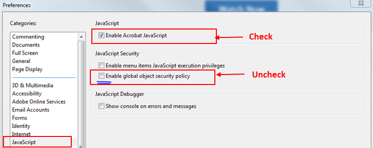 PC - Adobe Reader - Disable Global Object Security Policy